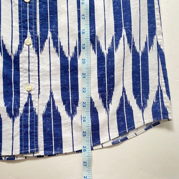 J Crew Factory Dress Shirt Womens XS Multicolor Blue White Geometric NWT Flaw - Picture 13 of 16